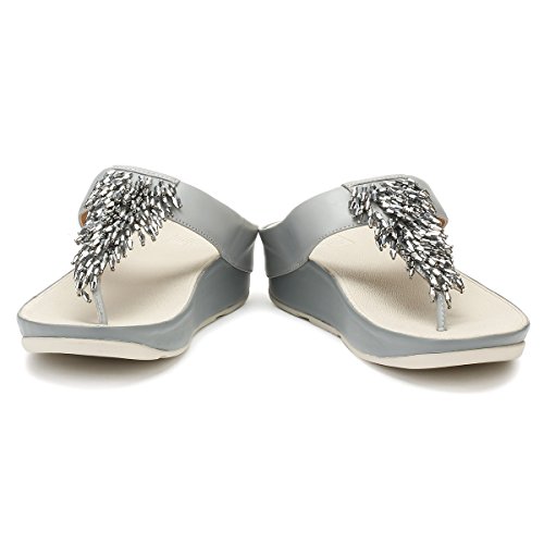 Fitflop Rumba TM Toe-Thong Sandals Crystal, Sandal Mujer, 38 EU