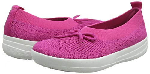 FitFlop Uberknit Ballerina with Bow, Bailarinas con Punta Cerrada Mujer, Rosa (Psychedelic Pink Mix 676), 36 EU