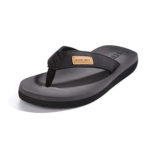 FITORY Chanclas de Hombre para la Playa Zapatos Planos de Verano para Piscina Casual Negro Talla 39 EU