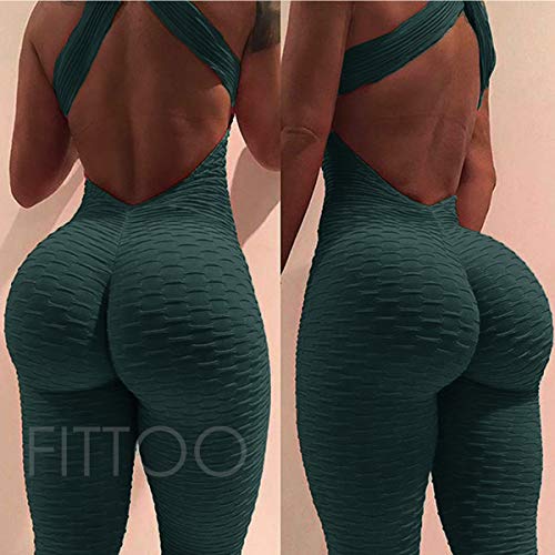 FITTOO Mallas Pantalones Deportivos Leggings Mujer Yoga de Alta Cintura Elásticos y Transpirables para Yoga Running Fitness con Gran Elásticos1370 Verte M
