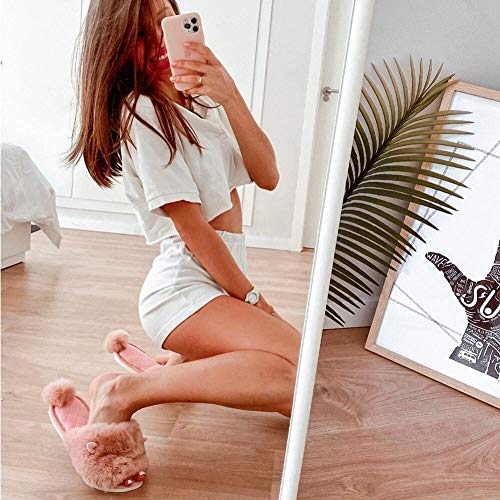 Flamingueo Zapatillas Casa - Zapatillas de Casa para Mujer, Pantuflas Mujer con Forma de Conejo, Zapatillas Acolchadas con Pelo, Zapatillas de Animales, Regalos Originales para Mujer, Rosa (39/40 EU)