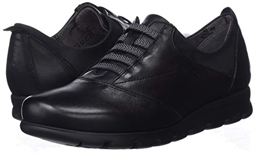 Fluchos | Zapato de Mujer | Susan F0354 Sugar Negro Zapato | Zapato de Piel de Vacuno de Primera Calidad | Cierre con Elásticos | Piso EVA