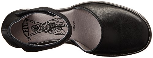 Fly London P500709001, Zapatos de Cuñas Atado al Tobillo Mujer, Negro (Black/Off White 000), 42 EU (talla del fabricante: 9 UK)