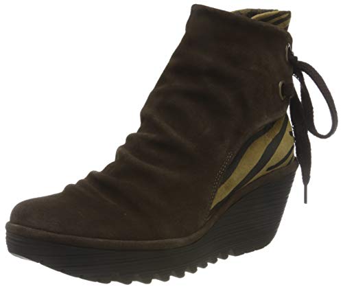 FLY LONDON Yama, Botas Cortas al Tobillo Mujer, Brown/Tan Black, 39 EU