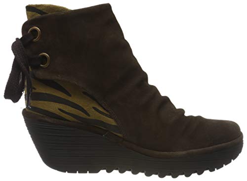 FLY LONDON Yama, Botas Cortas al Tobillo Mujer, Brown/Tan Black, 41 EU
