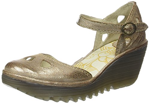Fly London Yuna, Zapatos de tacón con Punta Cerrada Mujer, Dorado (Luna), 42 EU