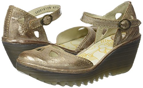 Fly London Yuna, Zapatos de tacón con Punta Cerrada Mujer, Dorado (Luna), 42 EU