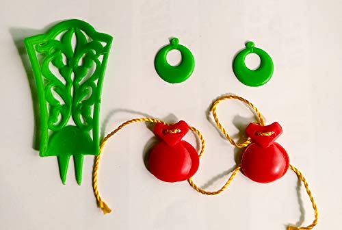 Folk Artesanía Complementos Flamenca peineta, Pendientes y castañuelas para muñeca Barbie o Barriguitas (Rojo)