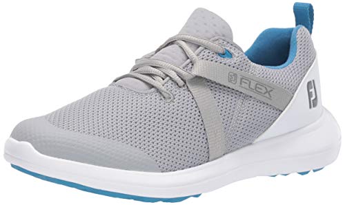 FootJoy WN FJ Flex, Zapatos de Golf para Mujer, Gris/Azul, 39 EU