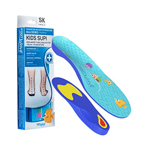 FootWave Kids Supi Plantillas de zapatos para niños | plantillas ortopédicas con soporte para el arco | Corrección de la desalineación del pie y absorción de impactos activa en caso de golpe de talón