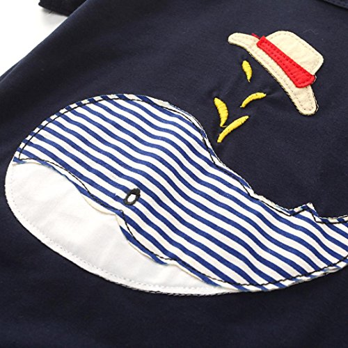 Fossen Niño Camiseta Ballena de Sibujos Animados y Pantalones Cortos a Rayas Conjunto de Ropa Verano (4 años, Negro)