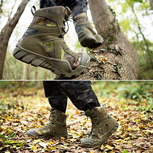 Free Soldier Botas de Caza para Hombres Botas Militares de Combate de Tiro Alto con Cordones Zapatos Ligeros para Todo Terreno para Senderismo, Trabajo, Selva(Camouflage,45 EU)
