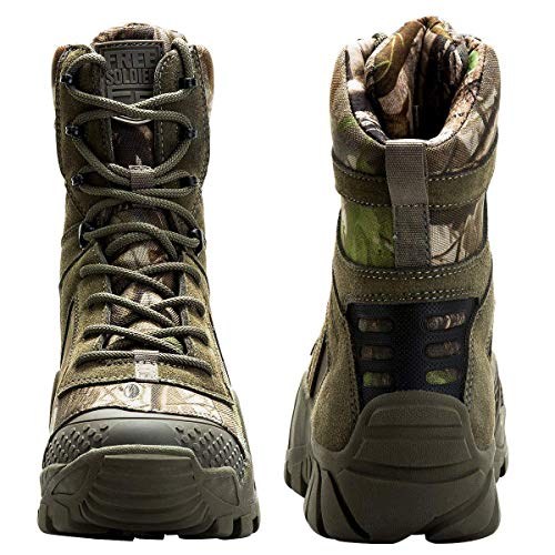 Free Soldier Botas de Caza para Hombres Botas Militares de Combate de Tiro Alto con Cordones Zapatos Ligeros para Todo Terreno para Senderismo, Trabajo, Selva(Camouflage,45 EU)