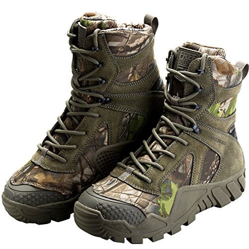 Free Soldier Botas de Caza para Hombres Botas Militares de Combate de Tiro Alto con Cordones Zapatos Ligeros para Todo Terreno para Senderismo, Trabajo, Selva(Camouflage,45 EU)