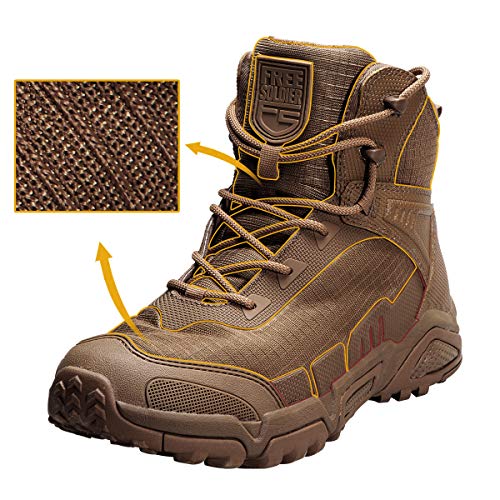 FREE SOLDIER Botas de Escalada Impermeable Tacticas Hombre Botas Militares Transpirables Botas de Seguridad Hombre Trabajo Ligeros Zapatos de Montaña Trekking(Marrón-Impermeable,43EU)