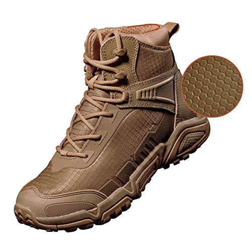 FREE SOLDIER Botas de Escalada Impermeable Tacticas Hombre Botas Militares Transpirables Botas de Seguridad Hombre Trabajo Ligeros Zapatos de Montaña Trekking(Marrón-Impermeable,43EU)