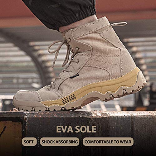 FREE SOLDIER Botas Tacticas Botas de Seguridad Hombre Trabajo Botas Transpirables Ultraligeras para Militares Montaña Trekking (Sand Color, 41)