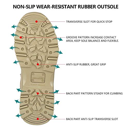 FREE SOLDIER Botas Tacticas Botas de Seguridad Hombre Trabajo Botas Transpirables Ultraligeras para Militares Montaña Trekking (Sand Color, 41)