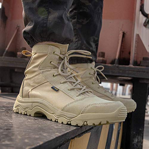 FREE SOLDIER Botas Tacticas Botas de Seguridad Hombre Trabajo Botas Transpirables Ultraligeras para Militares Montaña Trekking (Sand Color, 41)