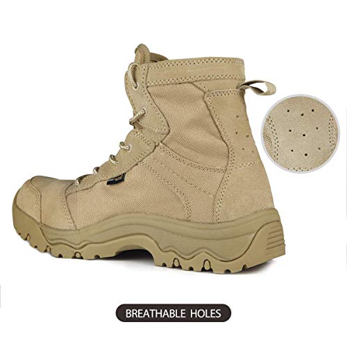 FREE SOLDIER Botas Tacticas Botas de Seguridad Hombre Trabajo Botas Transpirables Ultraligeras para Militares Montaña Trekking (Sand Color, 41)