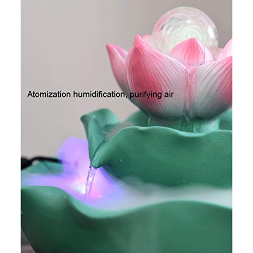 FTFTO Living Equipment Fountain Resin Lotus Desktop Fountain Transfer Ball Circulation Water Fish Pond Desktop Fountain Home Office Gift Desktop Waterfall Feng Shui Ornaments
