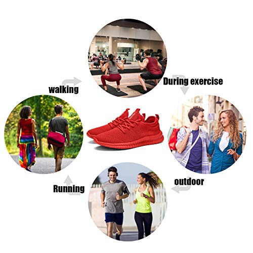 FUJEAK Zapatillas de correr para mujer, para caminar, gimnasio, gimnasio, deporte, correr, tenis, tiempo libre, a la moda, ligeras, transpirables, con deslizamiento., color Rojo, talla 37 EU