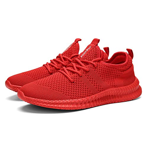 FUJEAK Zapatillas de correr para mujer, para caminar, gimnasio, gimnasio, deporte, correr, tenis, tiempo libre, a la moda, ligeras, transpirables, con deslizamiento., color Rojo, talla 37 EU