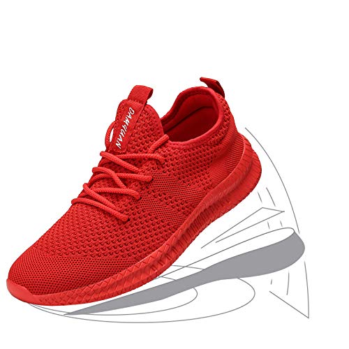 FUJEAK Zapatillas de correr para mujer, para caminar, gimnasio, gimnasio, deporte, correr, tenis, tiempo libre, a la moda, ligeras, transpirables, con deslizamiento., color Rojo, talla 37 EU