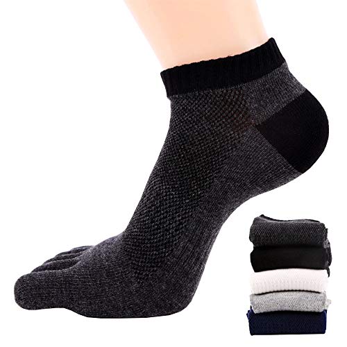 FULLANT 5 pares de calcetines de cinco dedos para hombre, de algodón, para correr, mini calcetines
