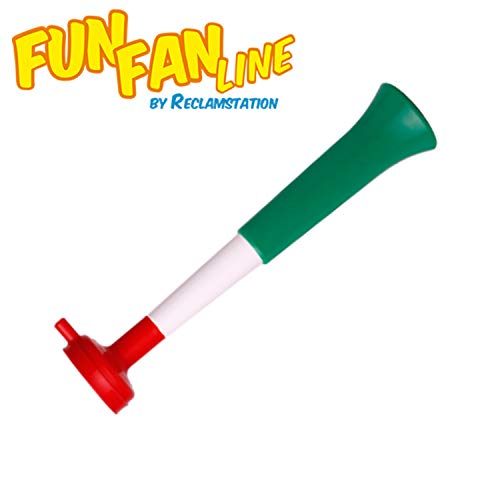 FUN FAN LINE - Pack x3 Trompetas Vuvuzela Dos cuerpos. Accesorio para fútbol y Celebraciones Deportivas. Bocina de Aire ruidosa para la animación Ideal para Transportar. (Italia)
