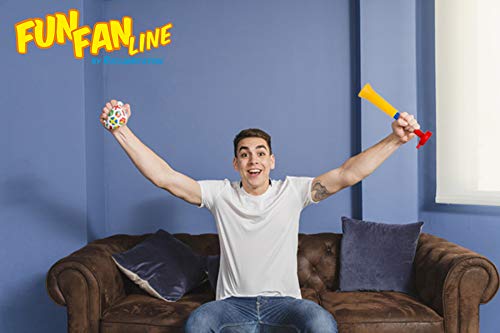 FUN FAN LINE - Pack x3 Trompetas Vuvuzela Dos cuerpos. Accesorio para fútbol y Celebraciones Deportivas. Bocina de Aire ruidosa para la animación Ideal para Transportar. (Italia)