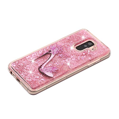 Funda Compatible con Samsung Galaxy A6 Plus 2018.Funda Carcasa Transparente Brillo Móvil Glitter Purpurina Liquida Arenas TPU Silicona Suave Dibujos Diseño Protectora Completo Cubierta,Tacones Altos
