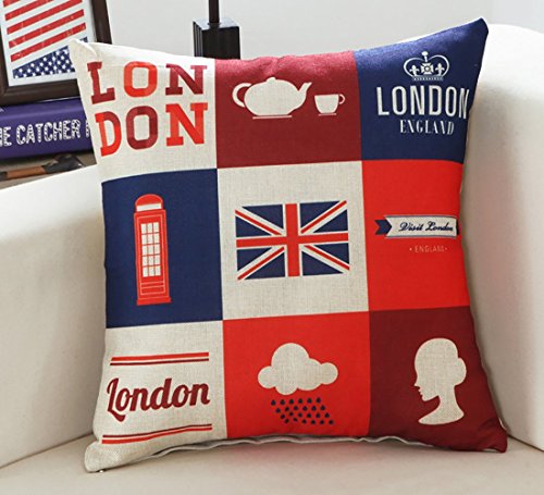 Funda de cojín cuadrada con estampado de Londres, para sofá, duradera, funda de cojín decorativa