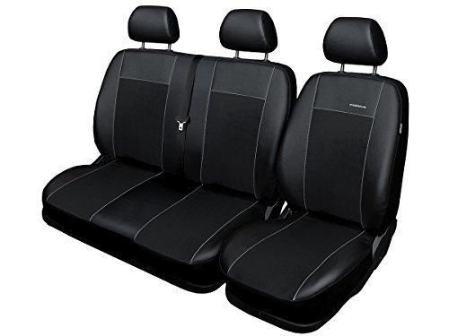 Fundas de asiento Sprinter a medida, ajuste perfecto, fundas protectoras de asiento de terciopelo + acolchado de punto, decoración para coche (Premium Sprinter I), color negro
