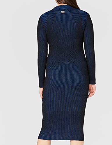 G-STAR RAW Plated Lynn Dress Mock Slim Knit Vestido Casual, Azul Imperial y Negro C484-7228, M para Mujer