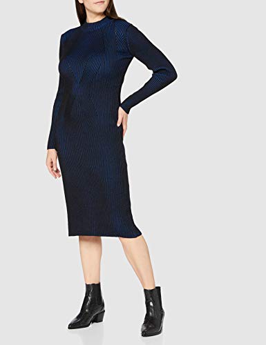 G-STAR RAW Plated Lynn Dress Mock Slim Knit Vestido Casual, Azul Imperial y Negro C484-7228, M para Mujer
