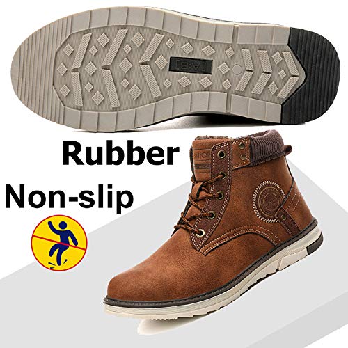 Gaatpot Hombre Botas de Nieve Cálidas y Cómodas Zapatos de Invierno Fur Forro Aire Libre Zapatillas de Deporte Botas de Nieve Senderismo Marrón 40EU