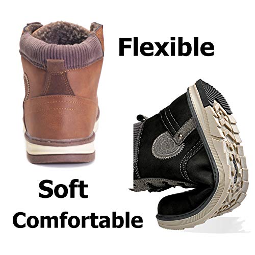 Gaatpot Hombre Botas de Nieve Cálidas y Cómodas Zapatos de Invierno Fur Forro Aire Libre Zapatillas de Deporte Botas de Nieve Senderismo Marrón 41EU