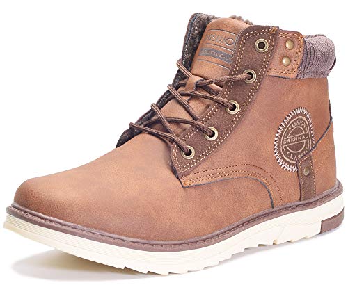 Gaatpot Hombre Botas de Nieve Cálidas y Cómodas Zapatos de Invierno Fur Forro Aire Libre Zapatillas de Deporte Botas de Nieve Senderismo Marrón 42EU