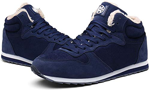 Gaatpot Zapatos Invierno Botas Forradas de Nieve Zapatillas Sneaker Botines Planas para Hombres Mujer Azul EU 38 = CN 39