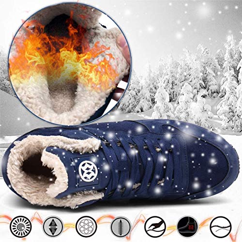 Gaatpot Zapatos Invierno Botas Forradas de Nieve Zapatillas Sneaker Botines Planas para Hombres Mujer Azul EU 38 = CN 39