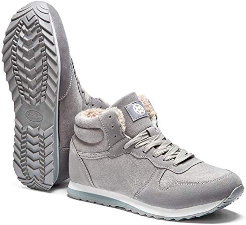Gaatpot Zapatos Invierno Botas Forradas de nieve Zapatillas Sneaker Botines Planas para Hombres Mujer Gris EU 41.5 = CN 43