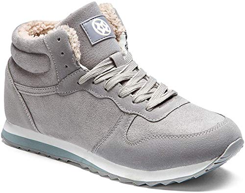 Gaatpot Zapatos Invierno Botas Forradas de nieve Zapatillas Sneaker Botines Planas para Hombres Mujer Gris EU 41.5 = CN 43