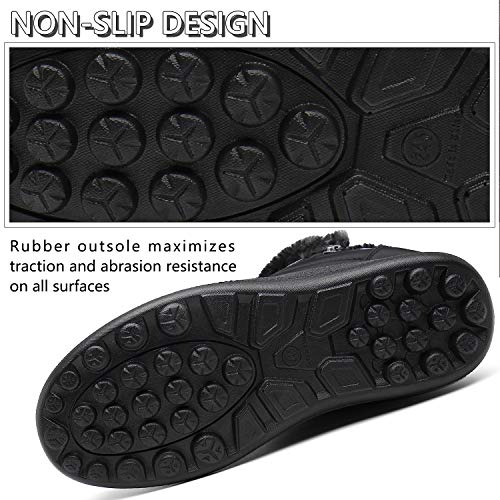 Gaatpot Zapatos Invierno Mujer Botas de Nieve Forradas Zapatillas Botines Planas Con Cremallera Negro 40 EU
