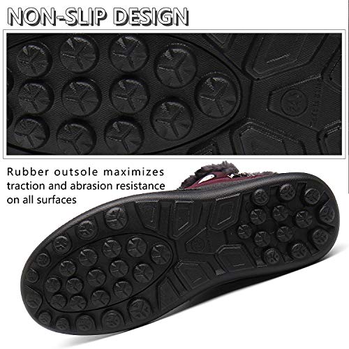 Gaatpot Zapatos Invierno Mujer Botas de Nieve Forradas Zapatillas Botines Planas con Cremallera Rojo 39 EU