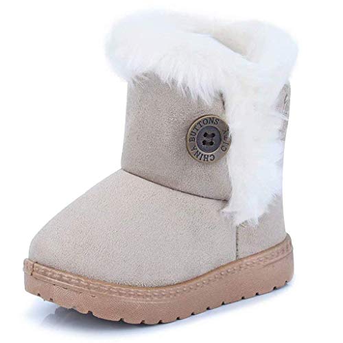 Botas de Nieve para niños niñas Zapatos Invierno Botines Cómodos Calzado Piel Forradas Calientes Planas Casual Boots Antideslizante para Bebe niña Niño