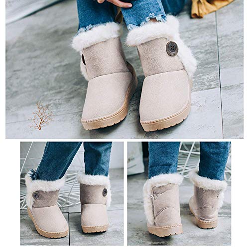 Gaatpot Zapatos Invierno Niña Niño Botas de Nieve Forradas Zapatillas Botón Botines Planas para Unisex Niños Beige 25 EU = 26 CN