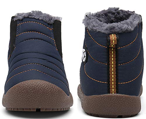 Gaatpot Zapatos Invierno Niña Niño Botas de Nieve Forradas Zapatillas Sneaker Botines Planas para Unisex Niños Azul(Niños) 27.5 EU = 28 CN