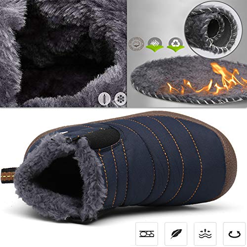 Gaatpot Zapatos Invierno Niña Niño Botas de Nieve Forradas Zapatillas Sneaker Botines Planas para Unisex Niños Azul(Niños) 29.5 EU = 30 CN