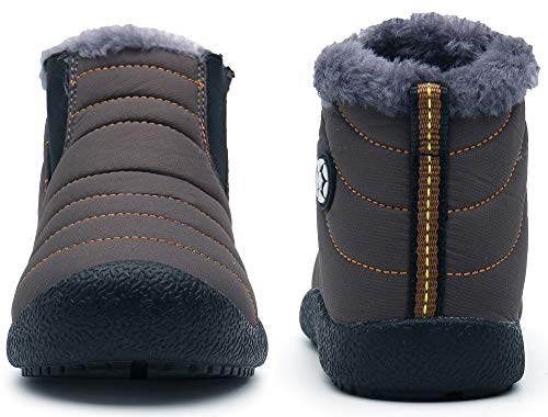 Gaatpot Zapatos Invierno Niña Niño Botas de Nieve Forradas Zapatillas Sneaker Botines Planas para Unisex Niños Gris(Niños) 31.5 EU = 32 CN